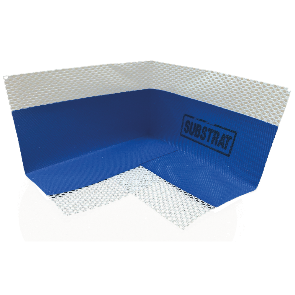 ProfiX Pro fabric sealing tape internal corner — single-piece pre-formed waterproofing detail for tanking internal corners in wetrooms