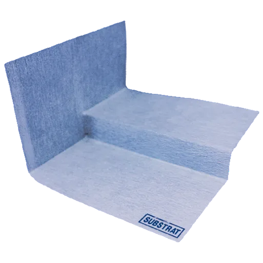 FleeceXL Pro step corner seal — left-hand pre-formed detail for level-access shower corners