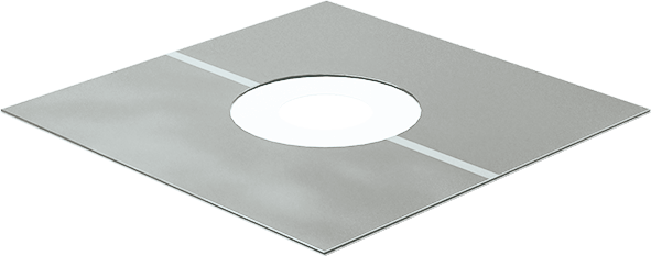 ButylXpress Pro pipe tanking collar — fleece-faced underside showing tile-adhesive-compatible bonding surface