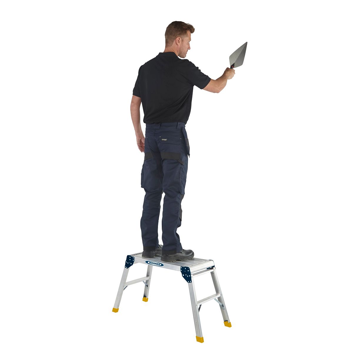 Werner Odd Job aluminium work platform in use while tiling with trowel
