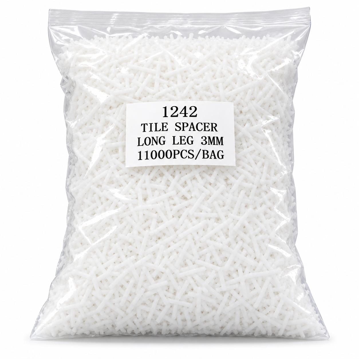 3mm long leg tile spacer bulk pack bag front view