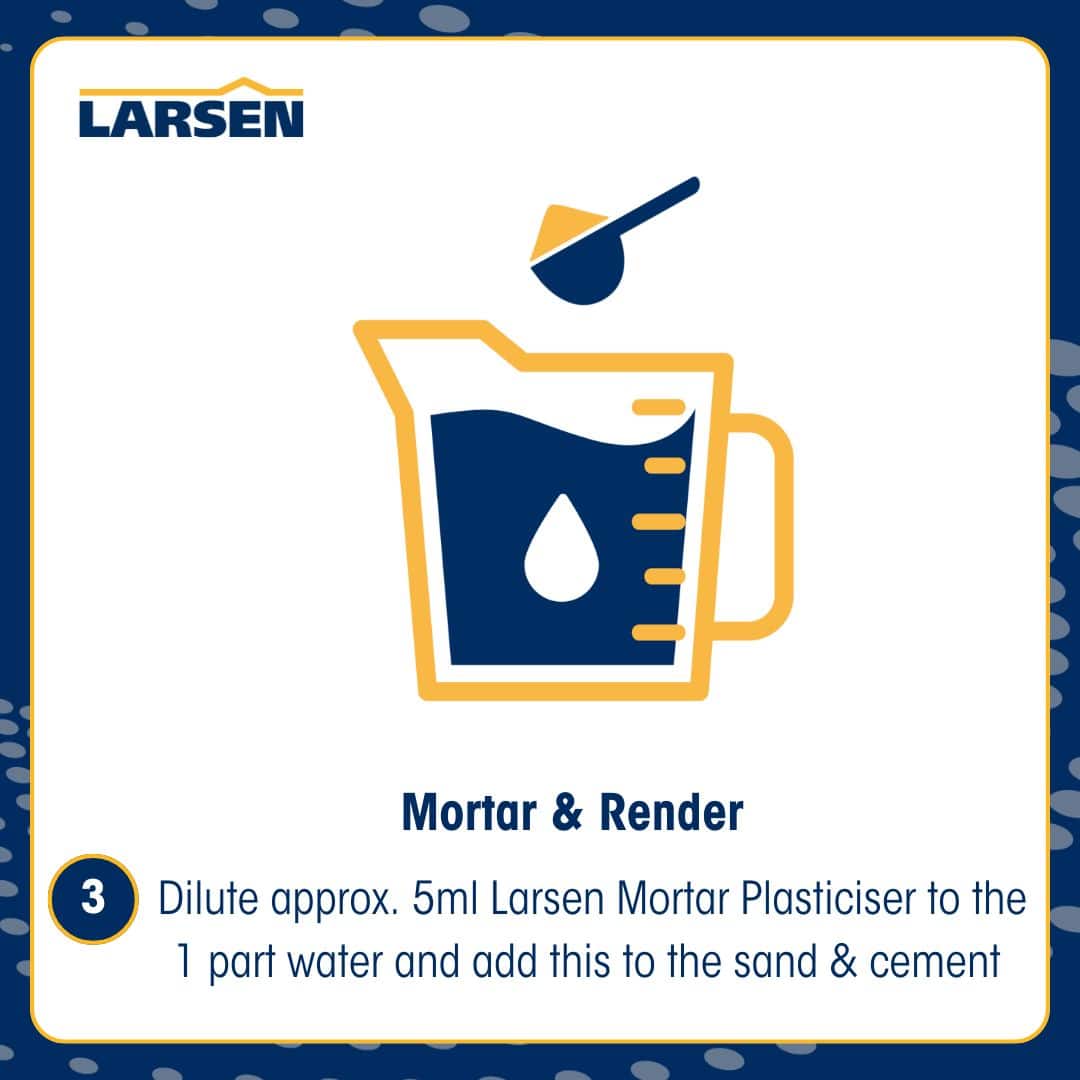 Step 4 of the Larsen Quickmix Sand & Cement application — mixing the mortar to a consistent, workable texture.
