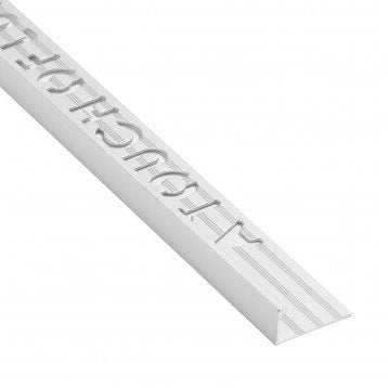 MILLCOT Bright Silver Chrome Tile Trim Square Edge — main packshot of the polished-chrome metal edge trim for ceramic and porcelain tile installations.