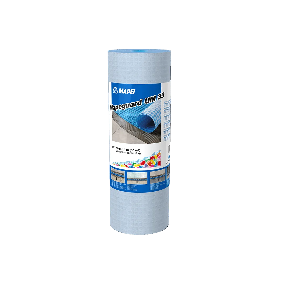 Mapei MAPEGUARD UM 35 30m roll of polyethylene uncoupling, waterproofing and anti-fracture matting for ceramic and stone tile installation