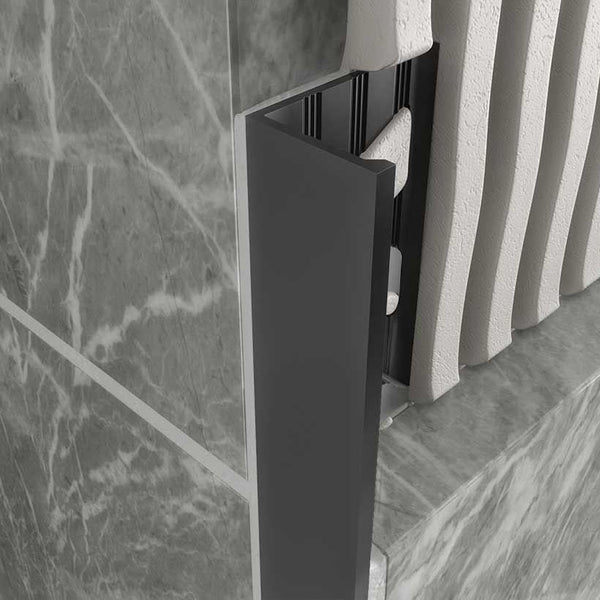 A-Trim Square Edge tile trim — finish and colour range comparison swatch showing the available metallic variants side by side.