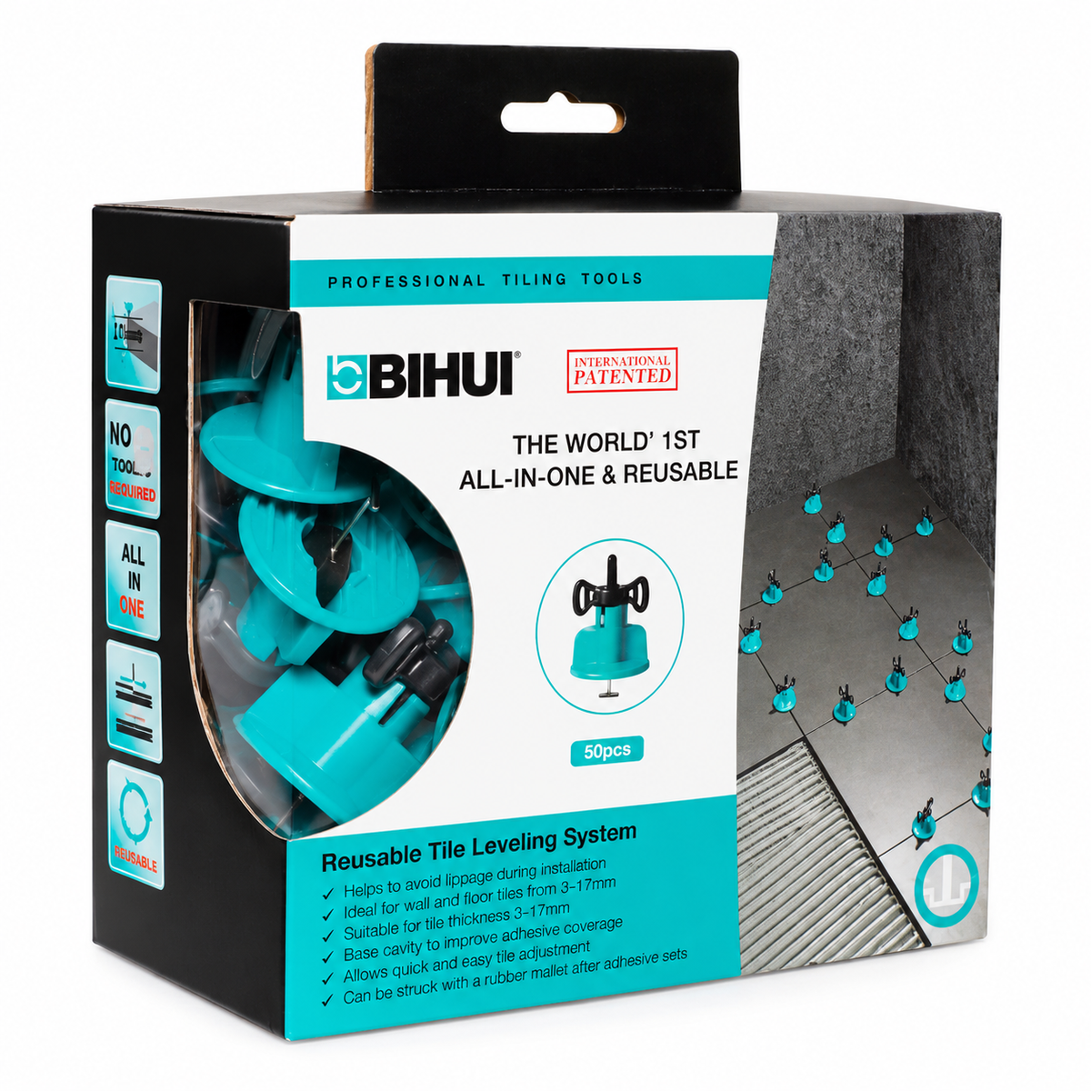 Bihui T-Spin tile levelling system 50 piece box pack