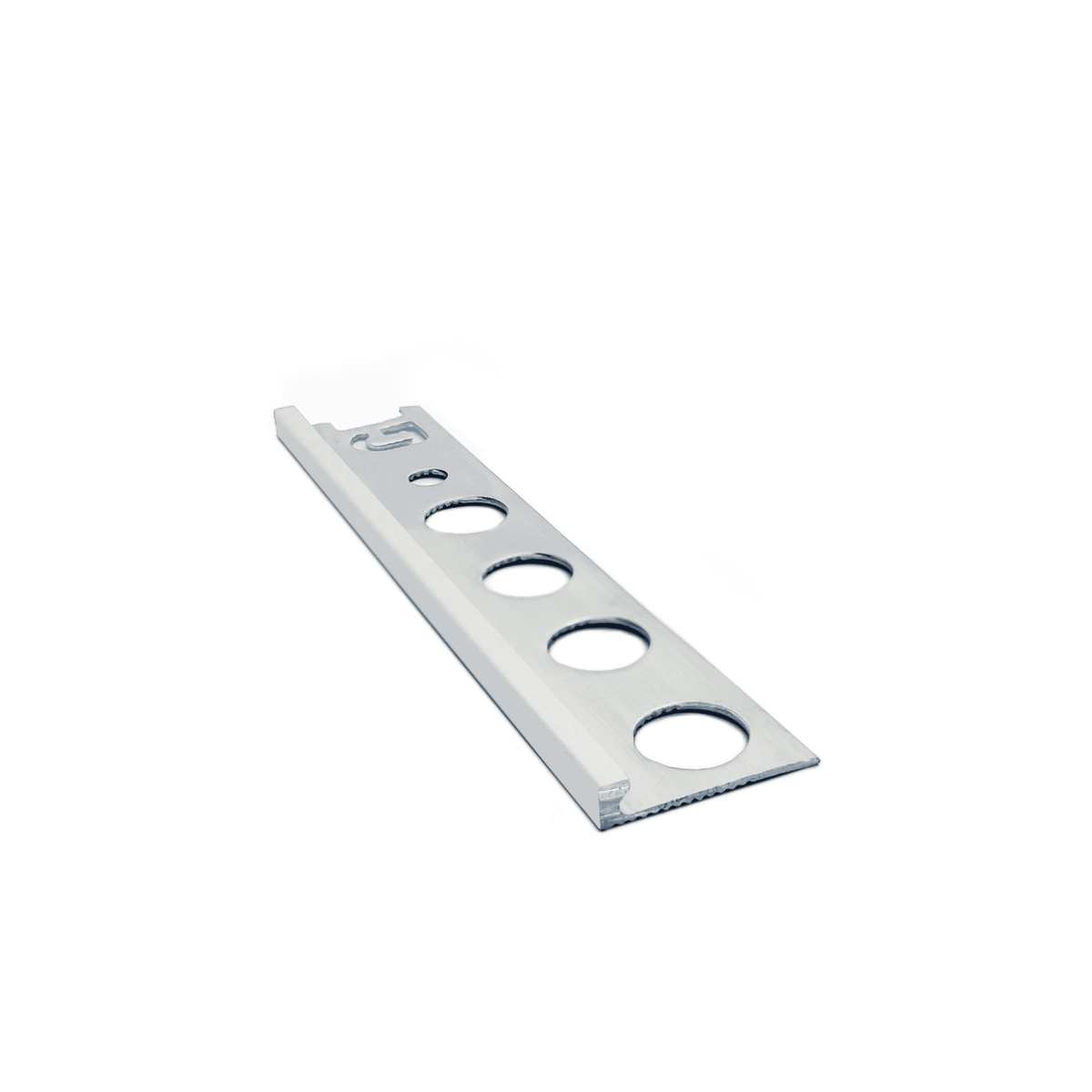 Genesis ESA aluminium straight edge tile trim in Matt Silver finish, 3.25mm depth, 2.5m length