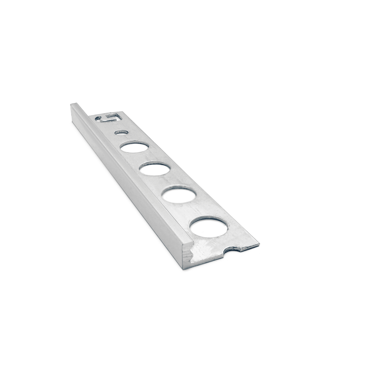 Genesis ESA aluminium straight edge tile trim in Bright Silver finish, 6mm depth, 2.5m length