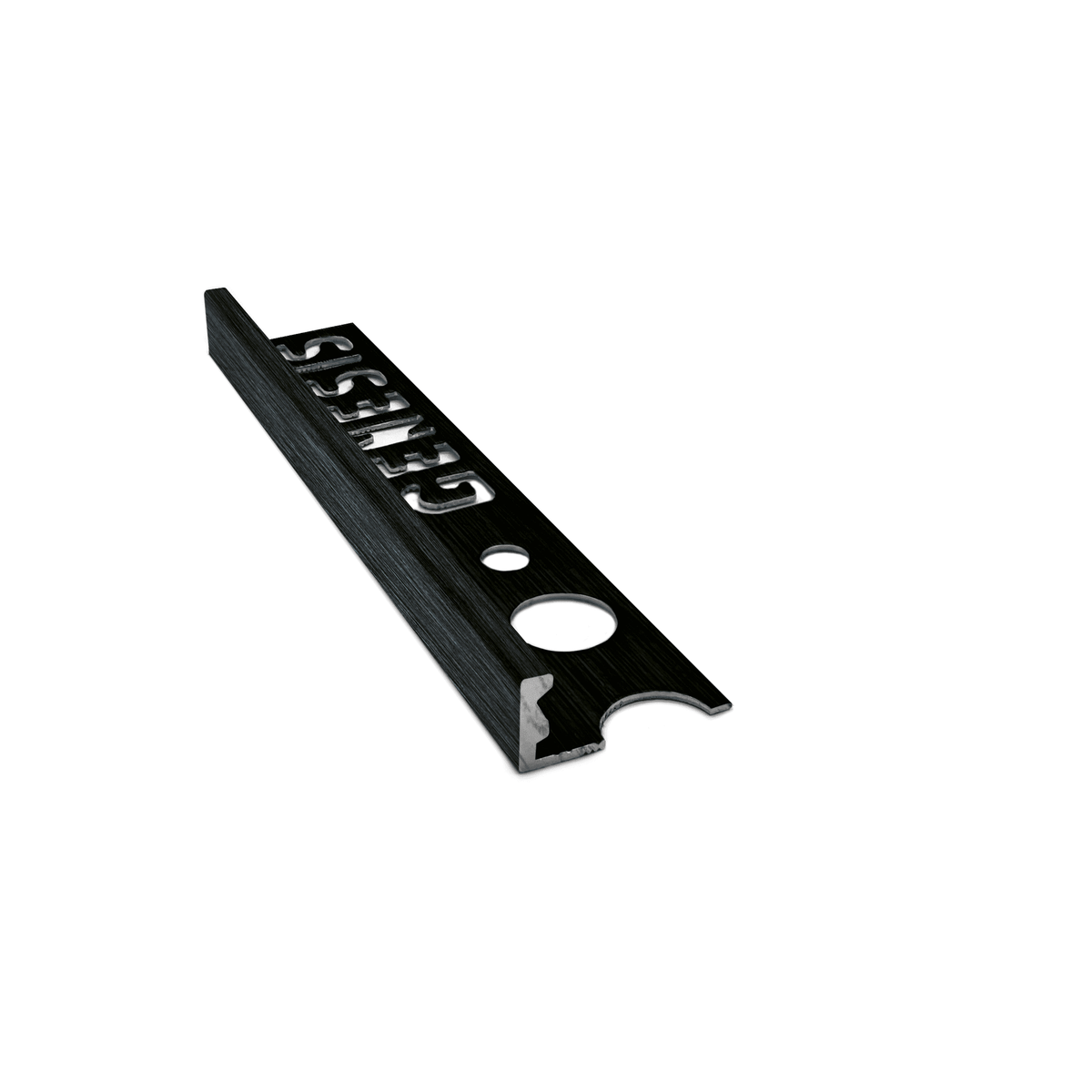Genesis ESA aluminium straight edge tile trim in Brushed Black finish, 8mm depth, 2.5m length
