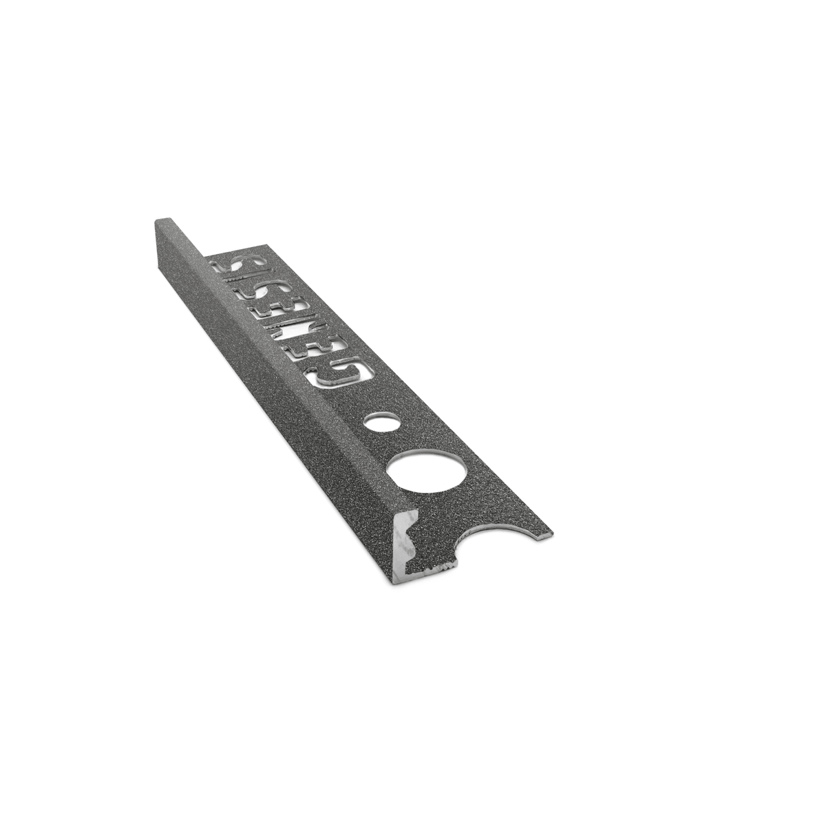 Genesis ESA aluminium straight edge tile trim in Dark Granite effect finish, 8mm depth, 2.5m length