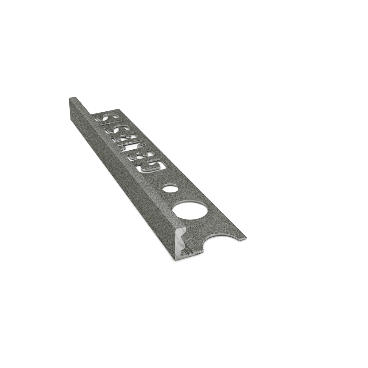 Genesis ESA aluminium straight edge tile trim in Urban Stone effect finish, 8mm depth, 2.5m length