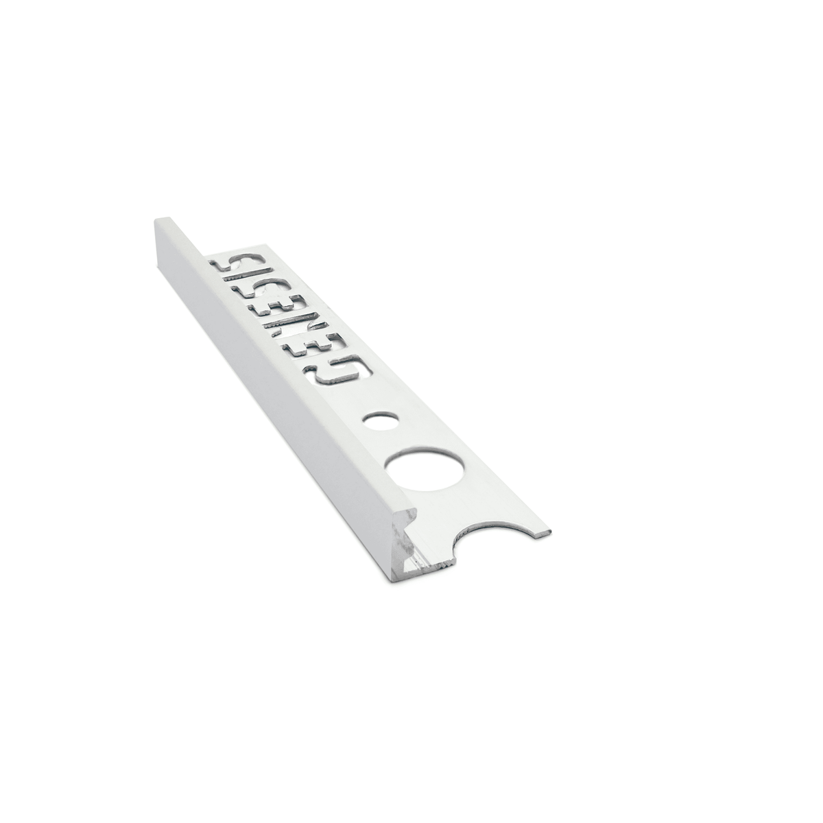 Genesis ESA aluminium straight edge tile trim in Matt Silver finish, 8mm depth, 2.5m length