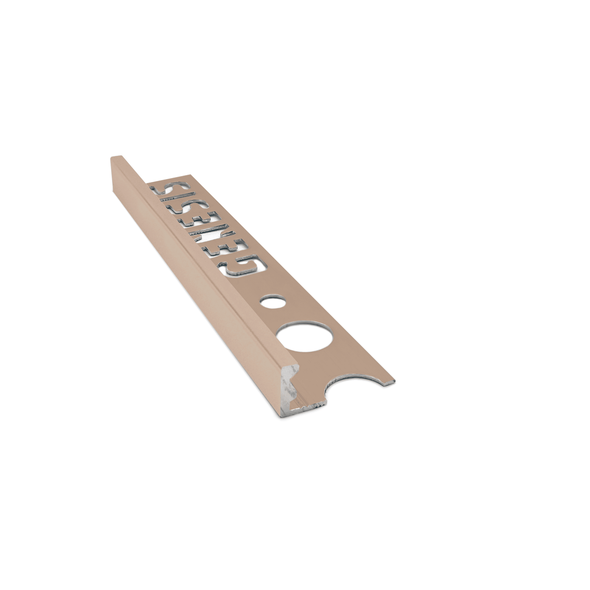 Genesis ESA aluminium straight edge tile trim in Bright Copper finish, 8mm depth, 2.5m length