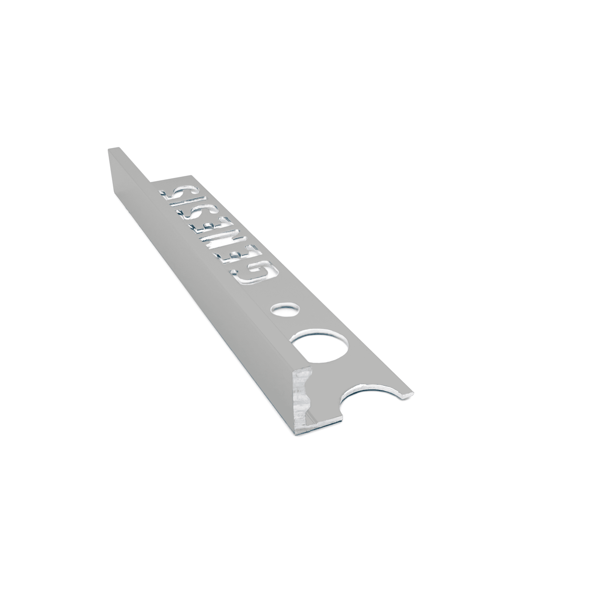 Genesis ESA aluminium straight edge tile trim in Grey finish, 10mm depth, 2.5m length