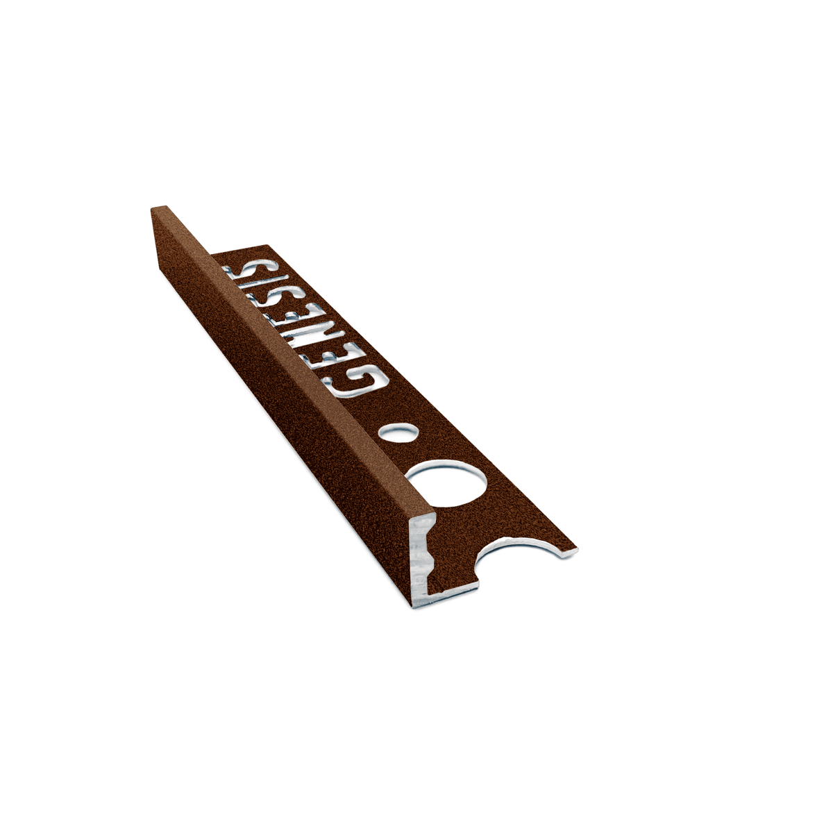 Genesis ESA aluminium straight edge tile trim in Bronzite effect finish, 10mm depth, 2.5m length