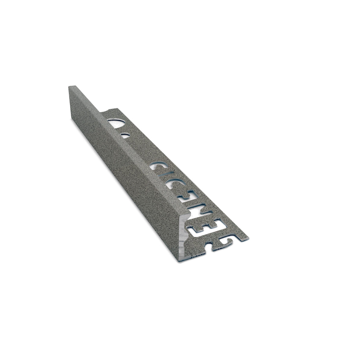 Genesis ESA aluminium straight edge tile trim in Granite effect finish, 12mm depth, 2.5m length