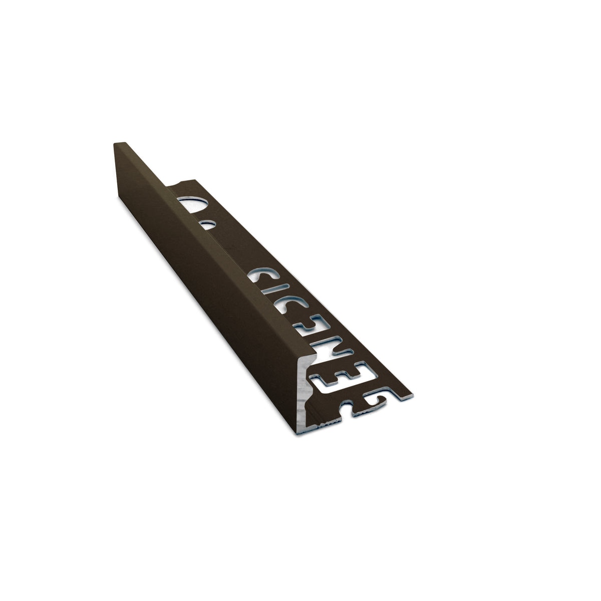 Genesis ESA aluminium straight edge tile trim in Bronze finish, 12mm depth, 2.5m length
