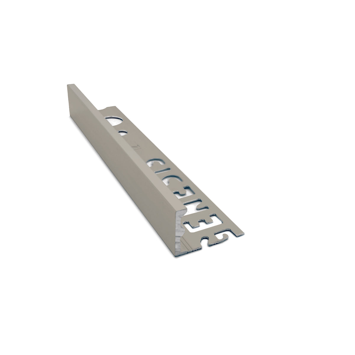 Genesis ESA aluminium straight edge tile trim in Matt Nickel finish, 12mm depth, 2.5m length
