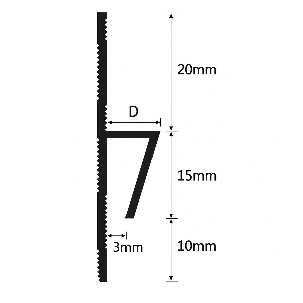 Genesis EVC080.01 vinyl to tile capping trim cross-section showing 15 x 8mm white PVC profile