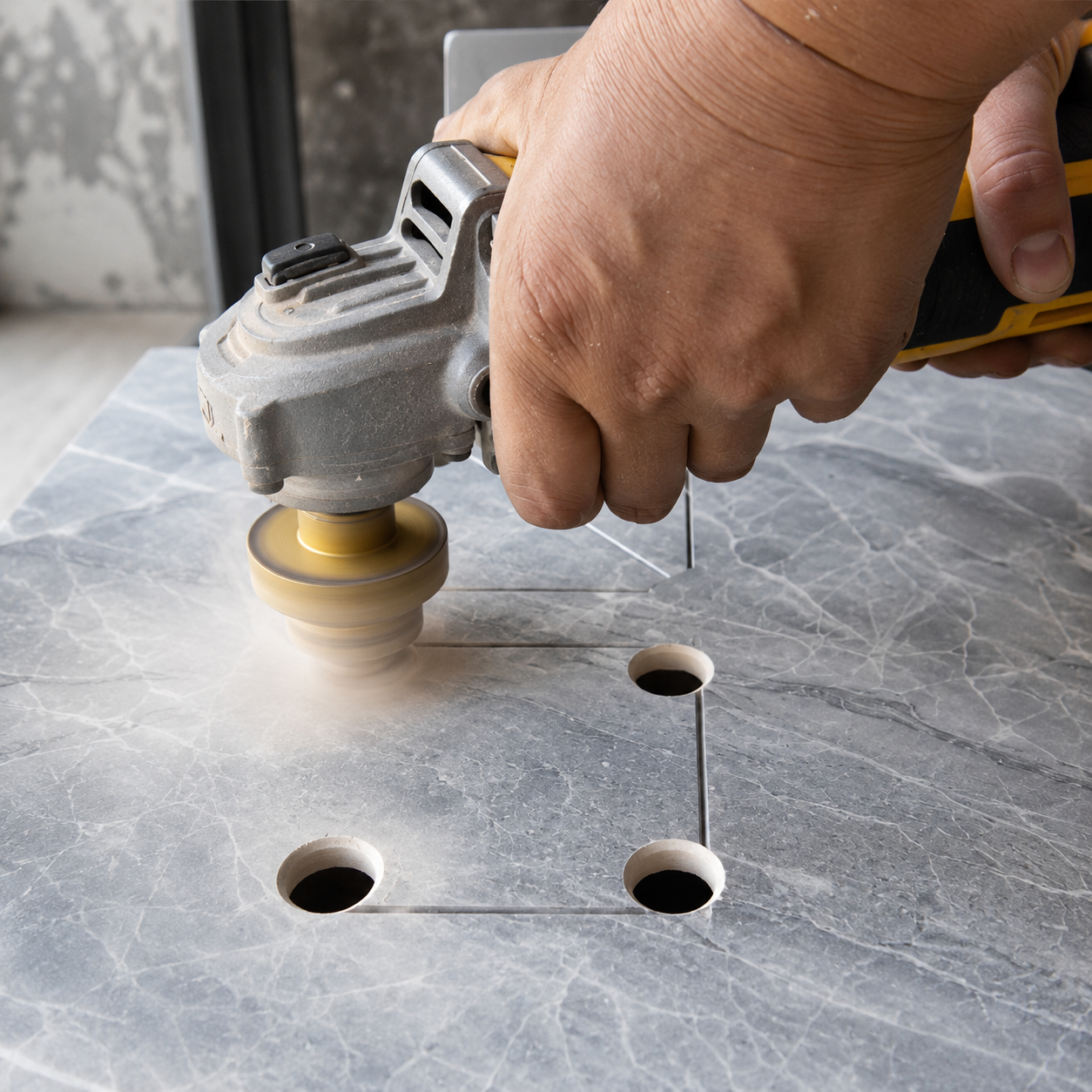 M14 Diamond Stepped Drill Bit cutting porcelain tile