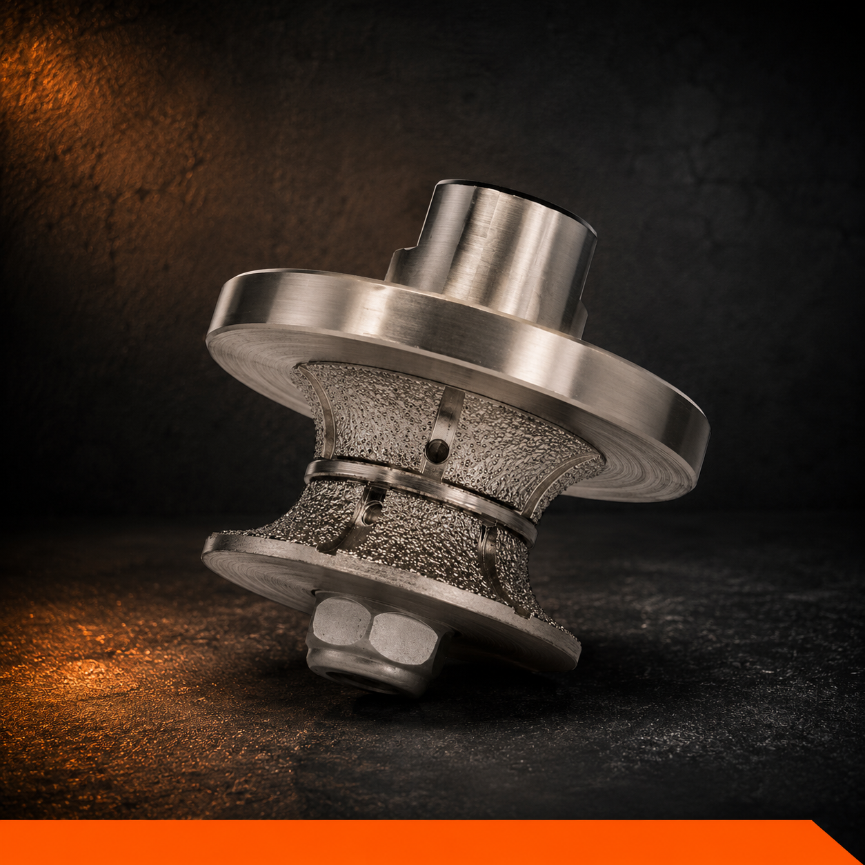 M14 Full Bullnose Diamond Profile Wheel – angled side view