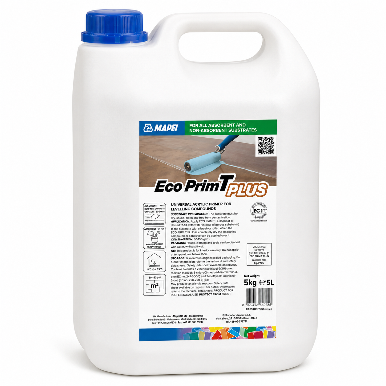 Mapei Eco Prim T Plus Primer Bottle on a white background