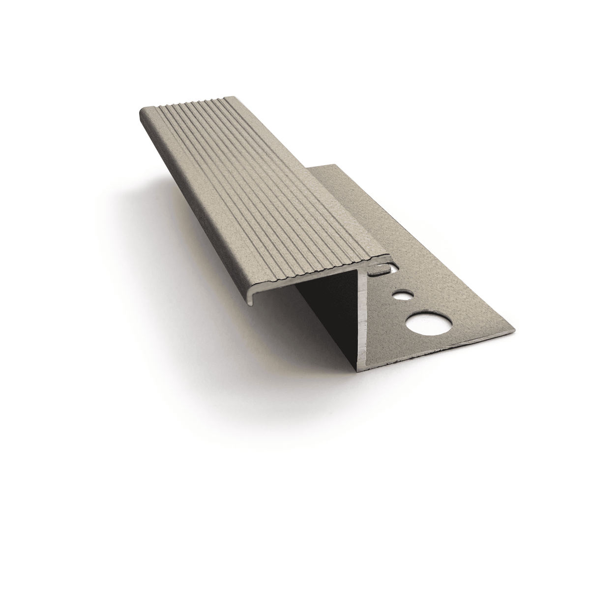 Genesis NLT225 outdoor aluminium tile-in step edge trim Sand Stone