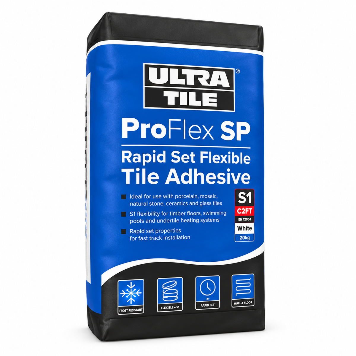 Ultra Tile Fix ProFlex SP Grey rapid set flexible tile adhesive 20kg bag front view