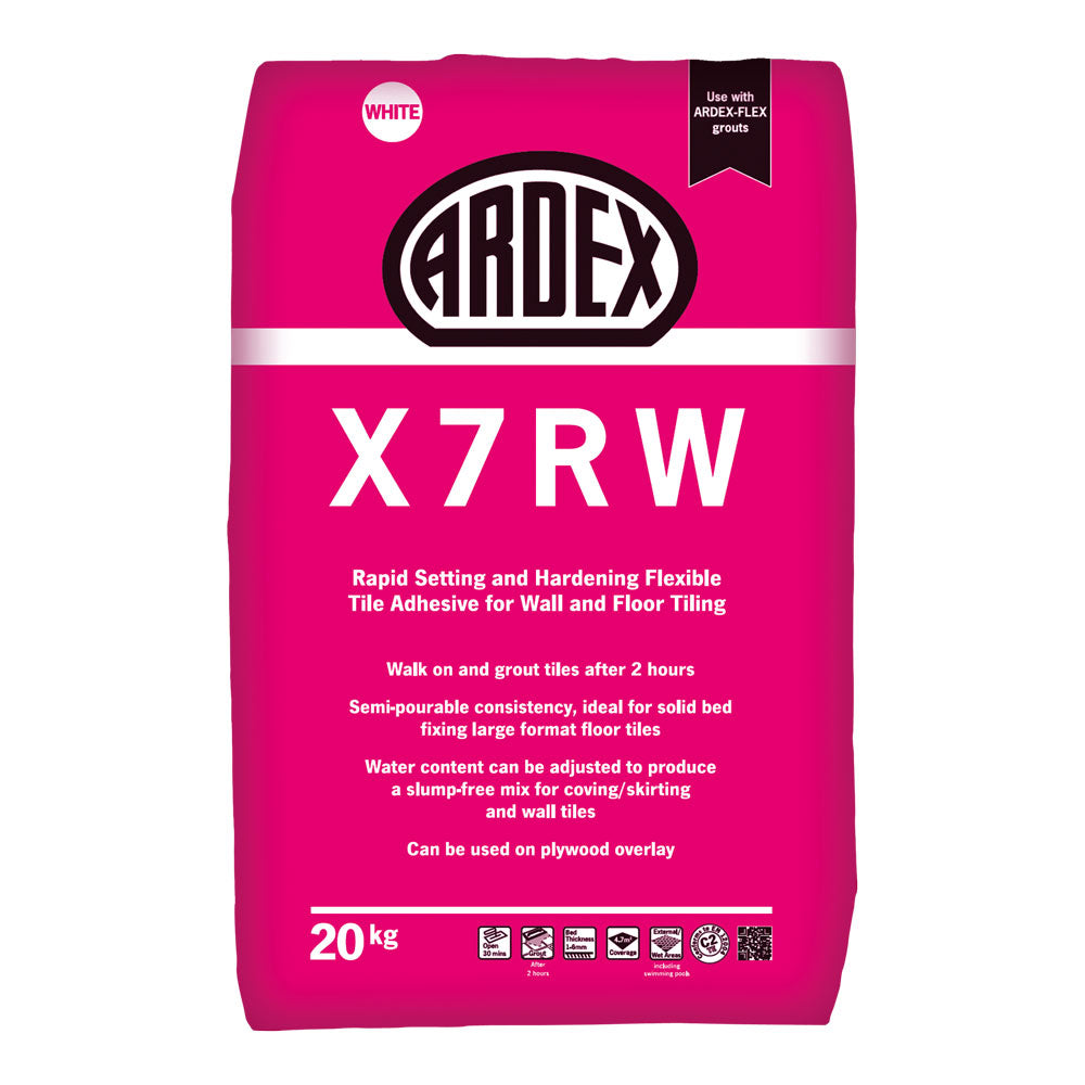 20kg bag of Ardex X7R Tile Adhesive — main packshot of the C2F rapid-set flexible cement-based tile adhesive.