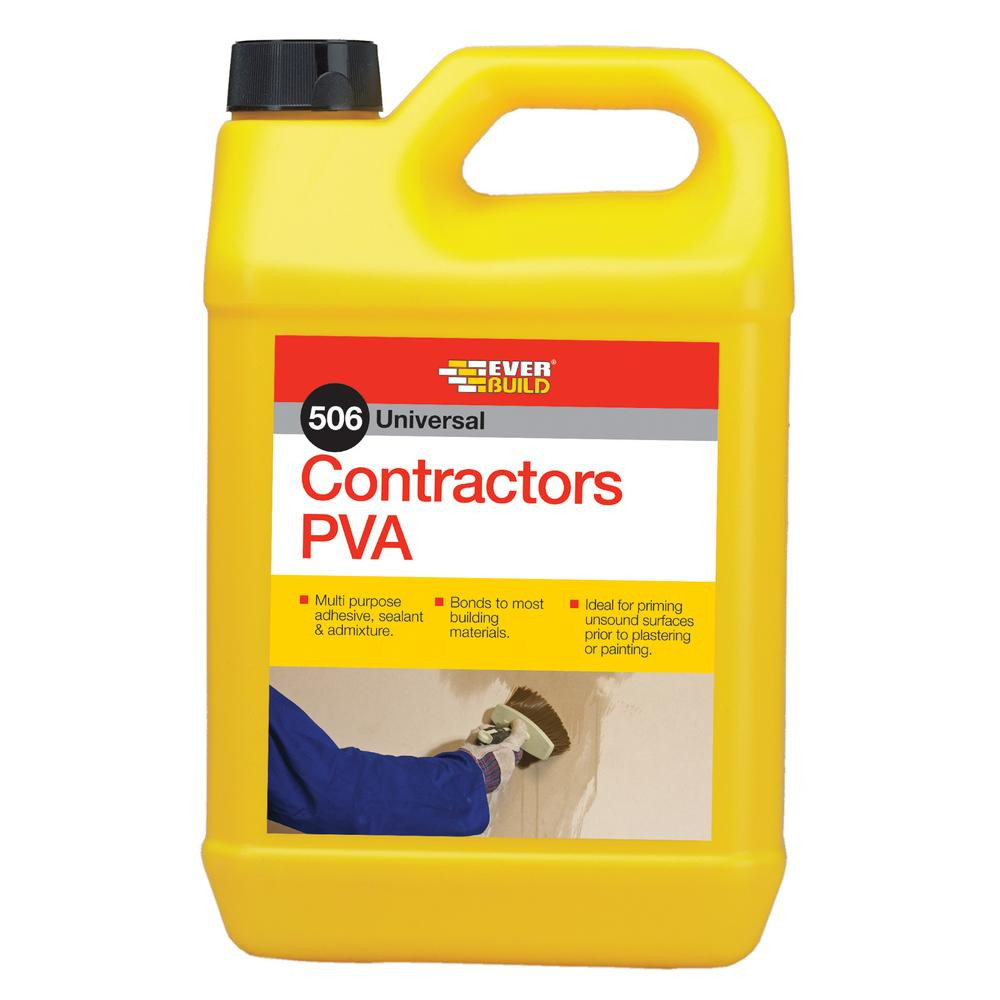 5kg bottle of Sika 506 Contractors PVA Bond — main packshot of the water-based PVA bonding agent and general-purpose primer.