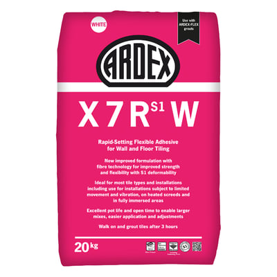 Ardex X7RW S1 Flexible Rapid Set Tile Adhesive White 20kg