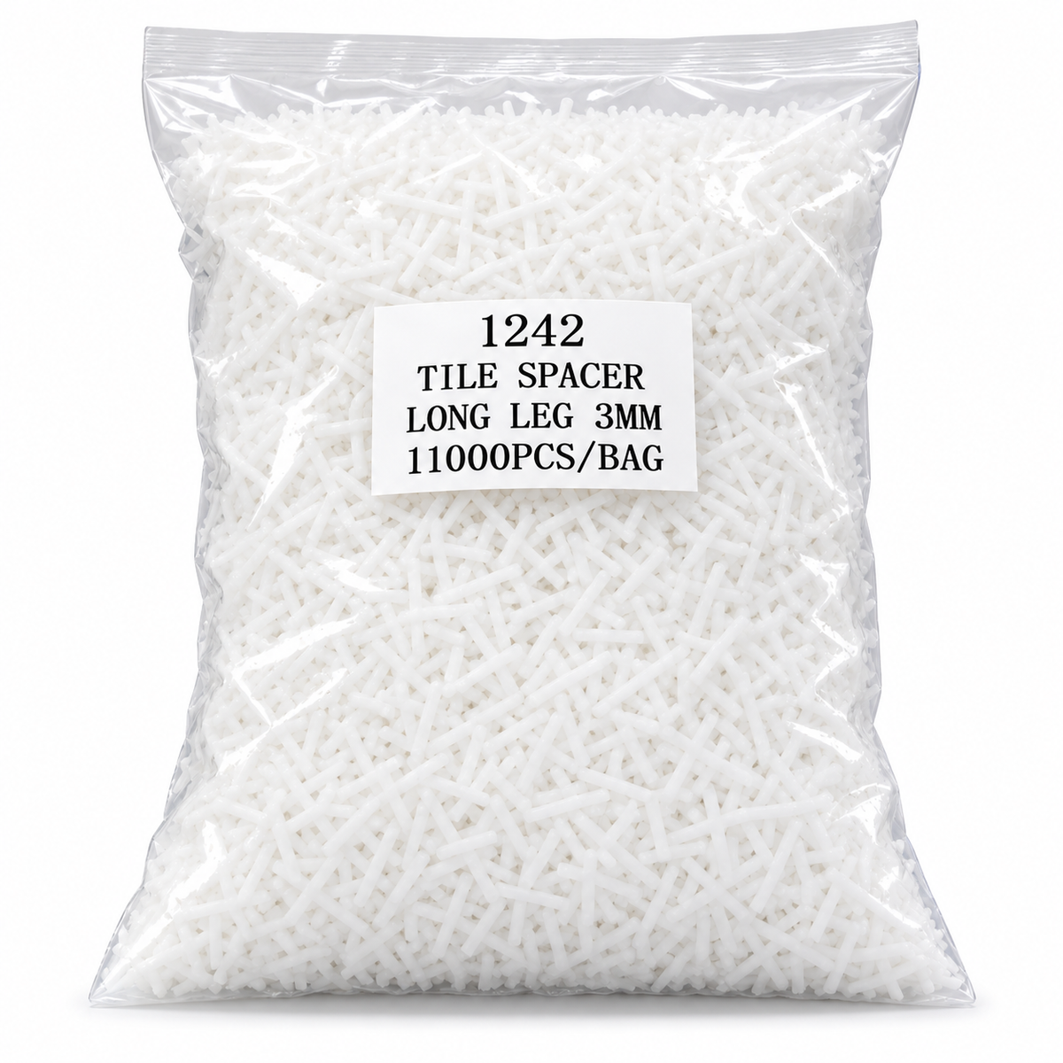 3mm long leg tile spacer bulk pack bag front view
