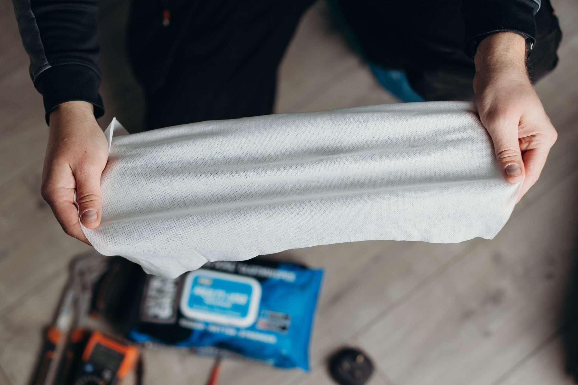 UltraGrime Pro Multiuse wipes in use on site
