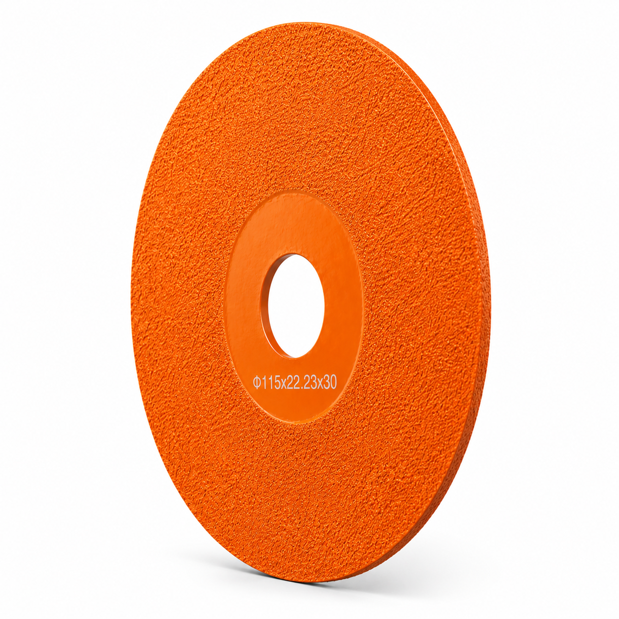 MILLCOT 115mm multi-purpose cutting and grinding diamond disc, 115 x 22.23 x 30mm, orange 4.5 inch angle grinder disc on a white background