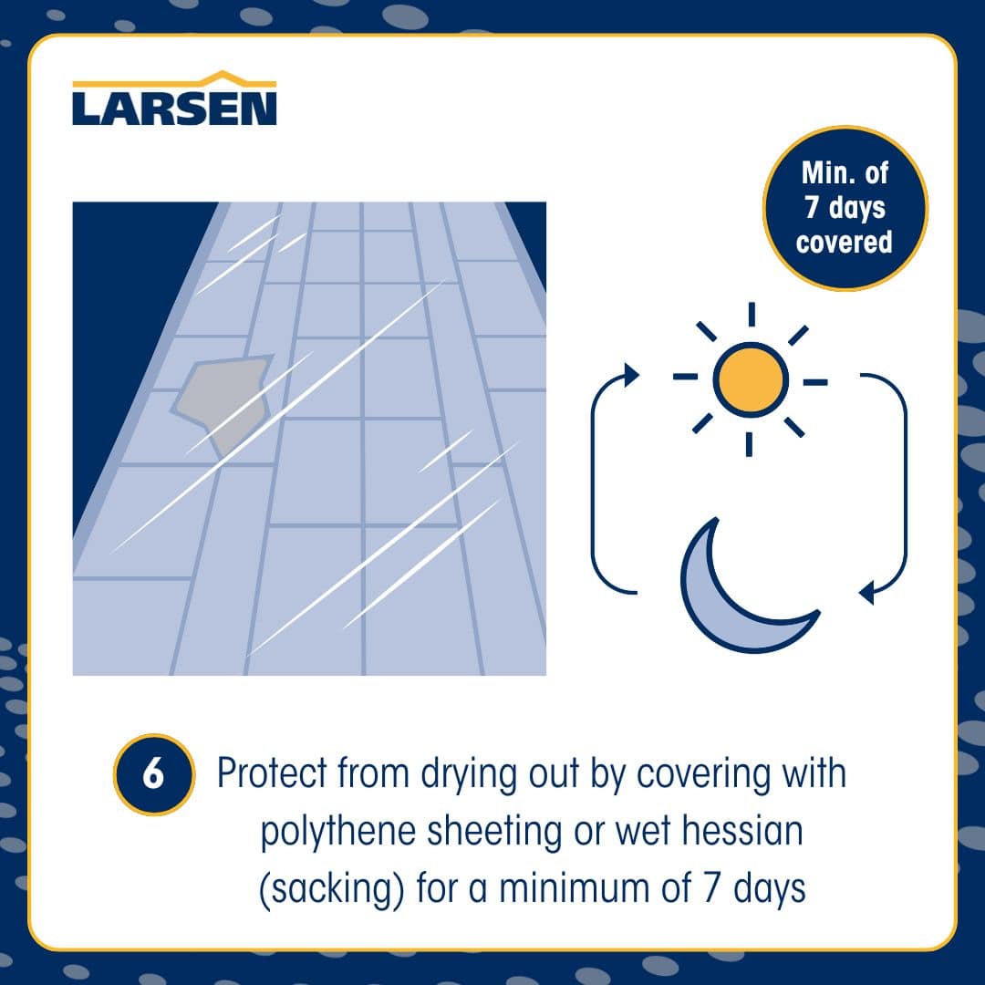Step 7 of the Larsen Quickmix Sand & Cement application — tooling and finishing the mortar joint or surface.