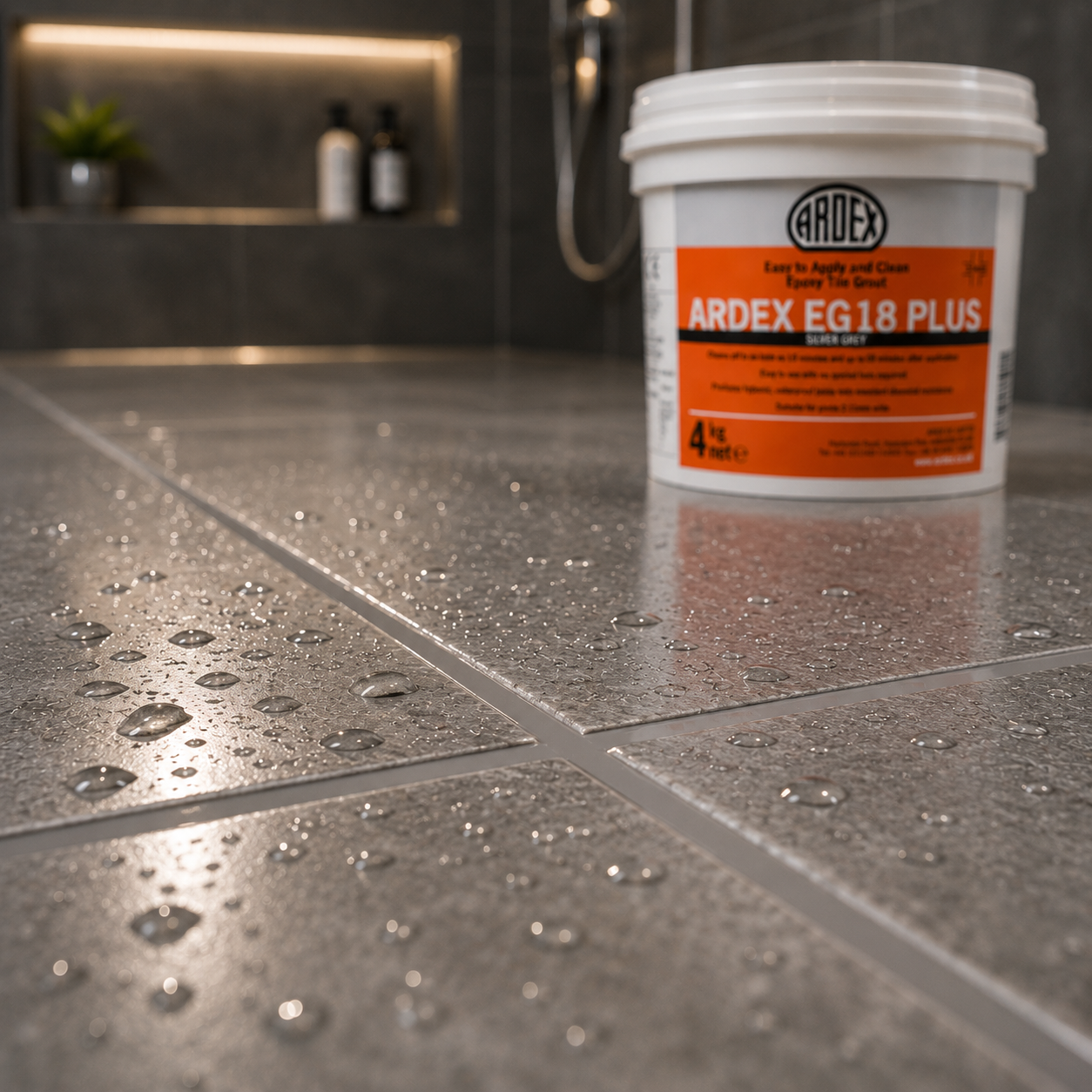 Ardex EG 18 Plus epoxy tile grout finished joint close-up showing perfect finish