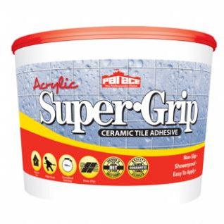 15kg bag of Palace Super-Grip Tile Adhesive — main packshot of the rapid-set non-slip cement-based tile adhesive for ceramic and porcelain.