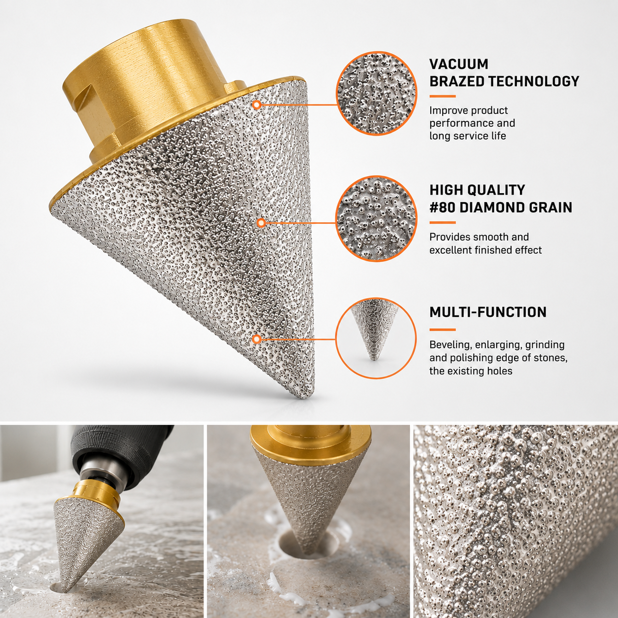 M14 Diamond Brazed Cone Bit angle grinder accessory