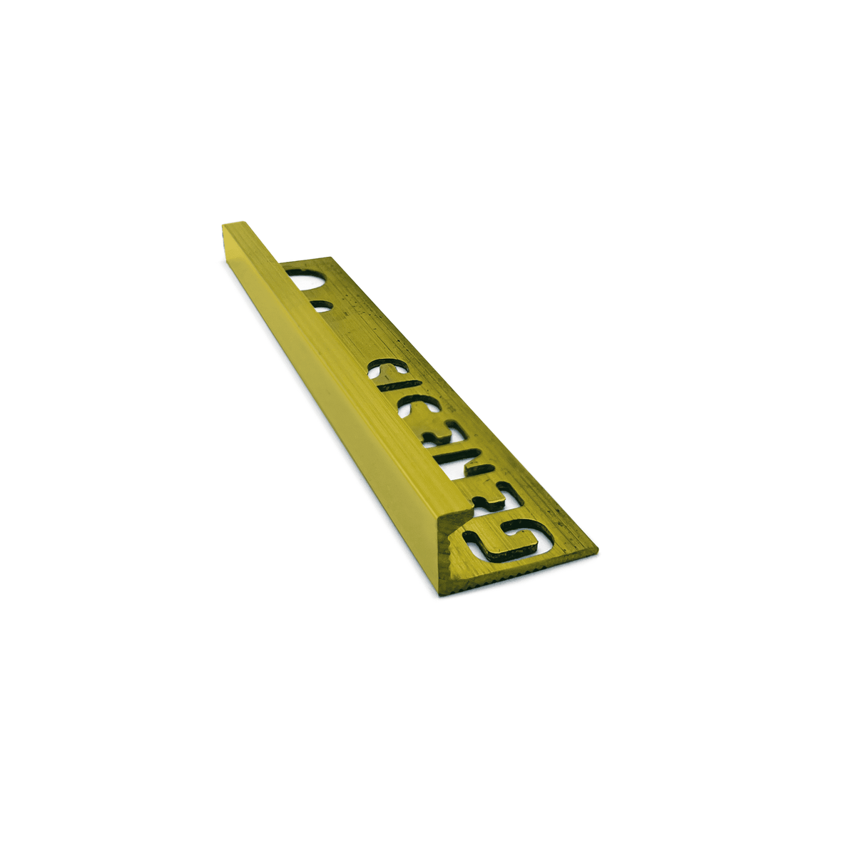 Genesis EPB solid brass straight edge tile trim 2.7m, 8mm depth, polished brass finish