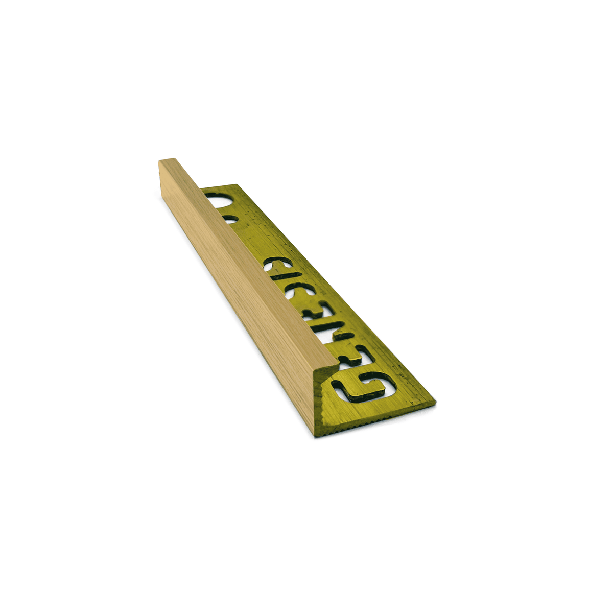 Genesis EPB solid brass straight edge tile trim 2.7m, 10mm depth, brushed brass finish
