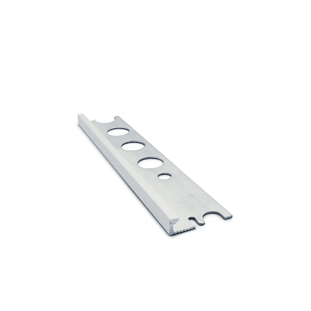 Genesis ESA aluminium straight edge tile trim in Matt Silver finish, 4.25mm depth, 2.5m length