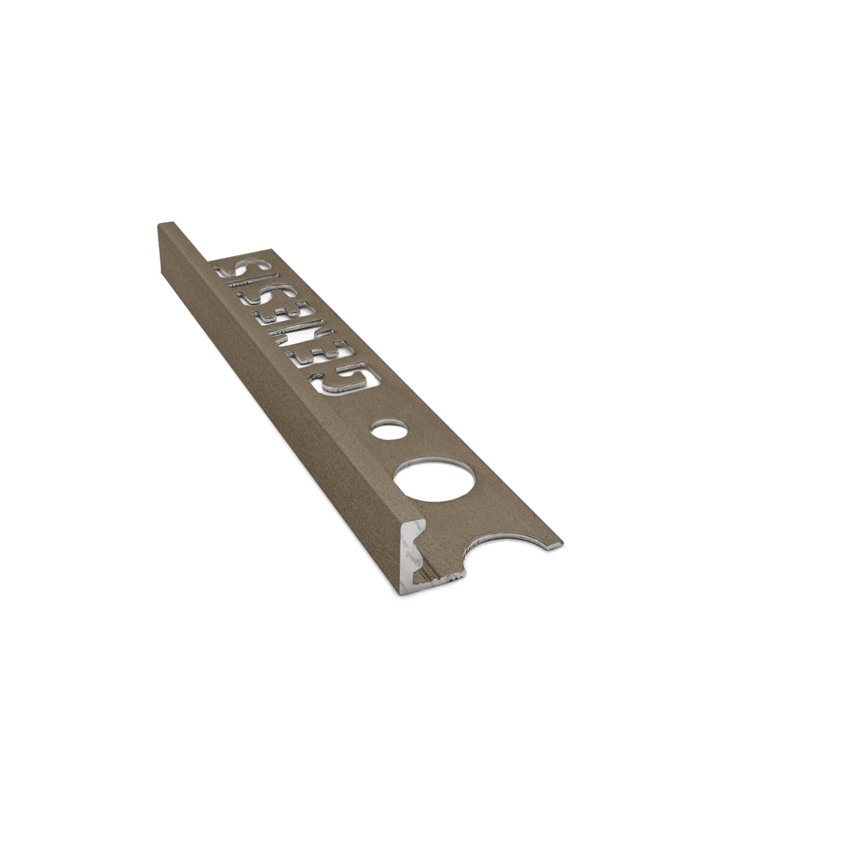 Genesis ESA aluminium straight edge tile trim in Taupe finish, 8mm depth, 2.5m length
