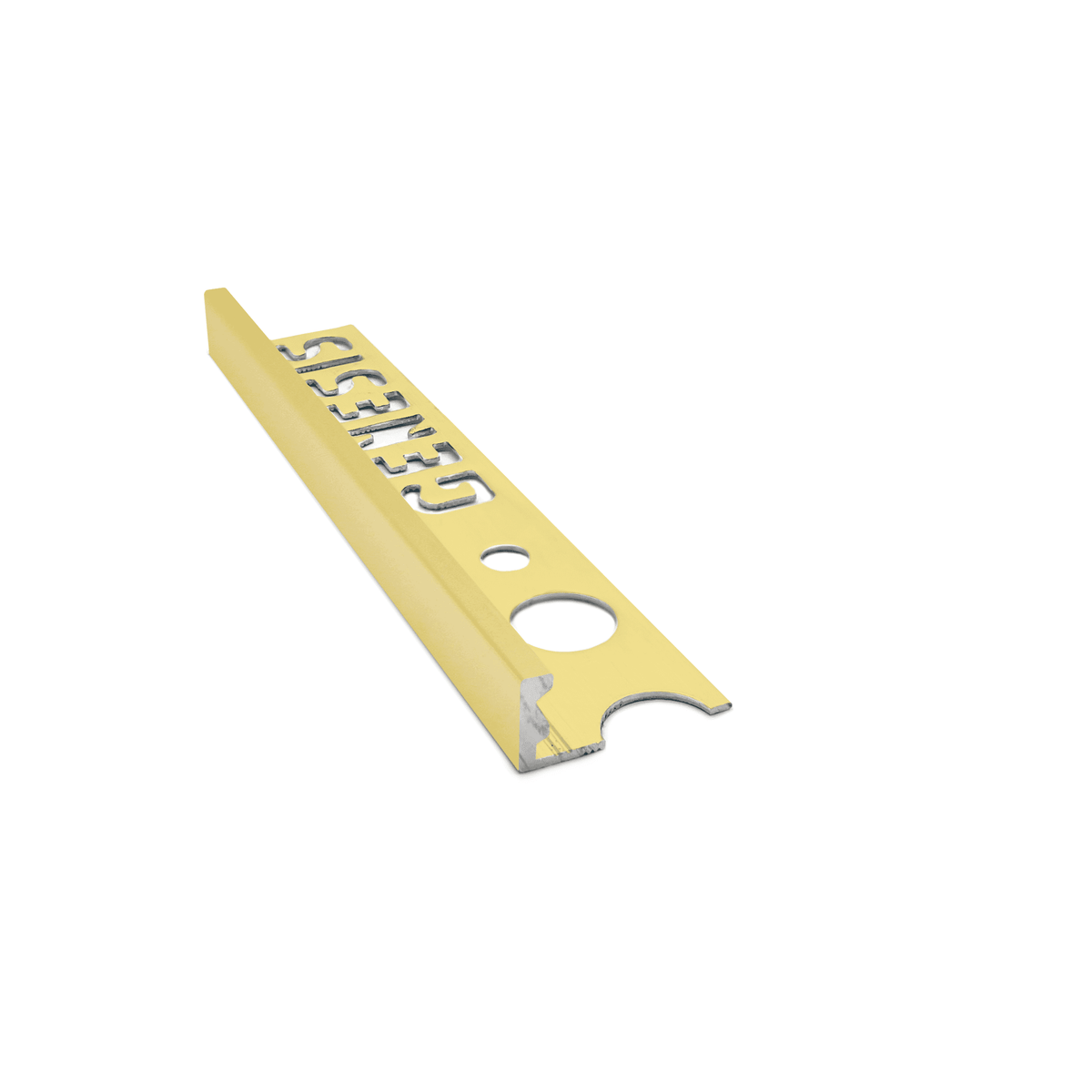 Genesis ESA aluminium straight edge tile trim in Bright Brass finish, 8mm depth, 2.5m length