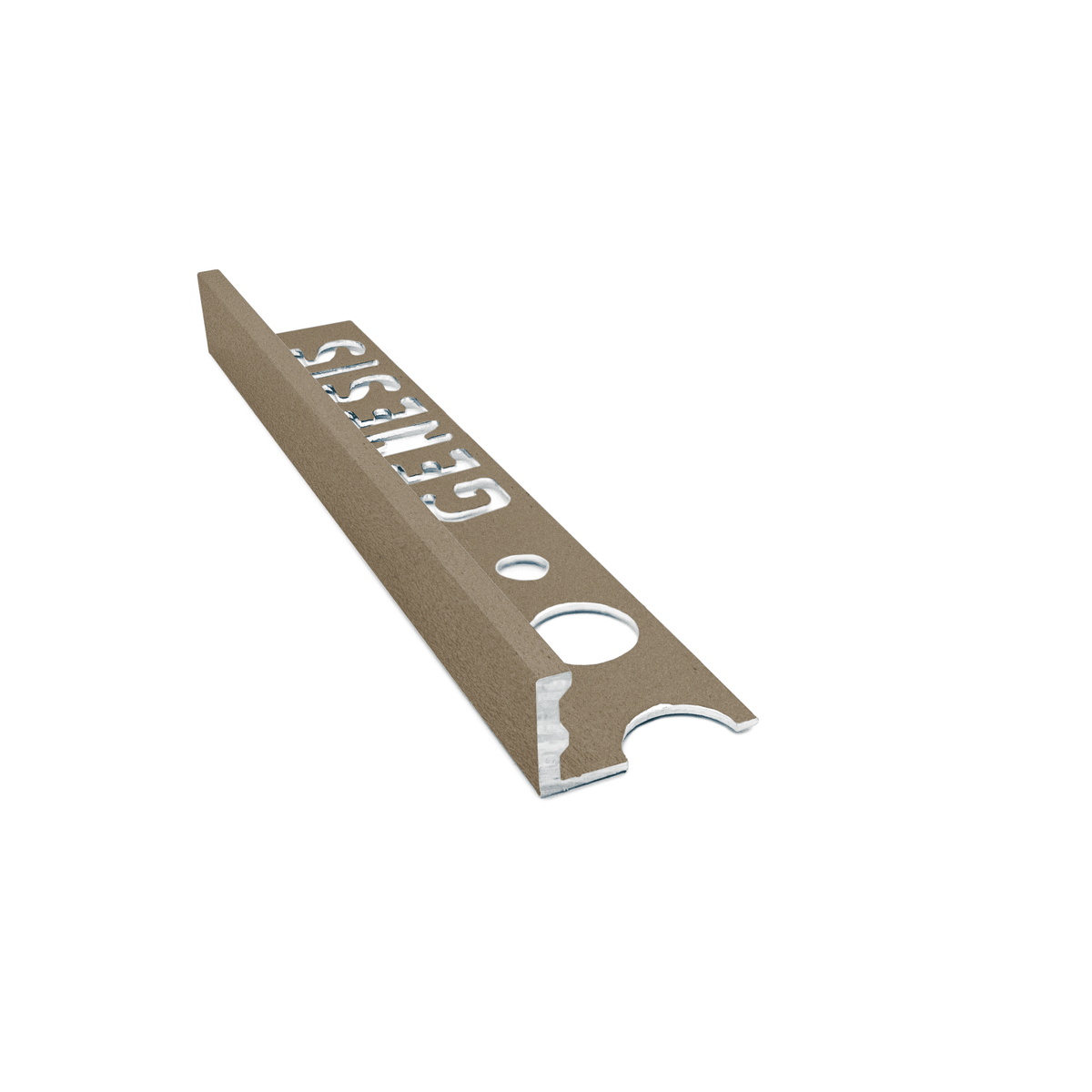 Genesis ESA aluminium straight edge tile trim in Taupe finish, 10mm depth, 2.5m length