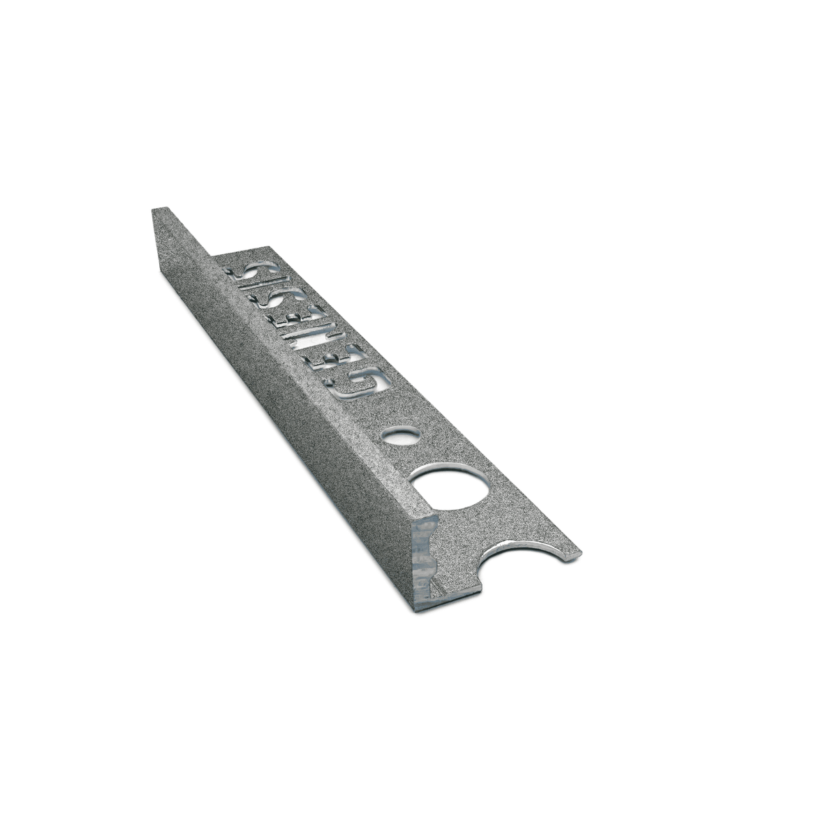 Genesis ESA aluminium straight edge tile trim in Urban Stone effect finish, 10mm depth, 2.5m length