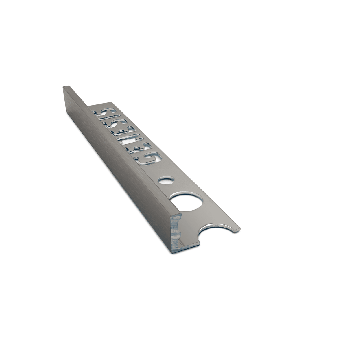 Genesis ESA aluminium straight edge tile trim in Nordic Stone effect finish, 10mm depth, 2.5m length