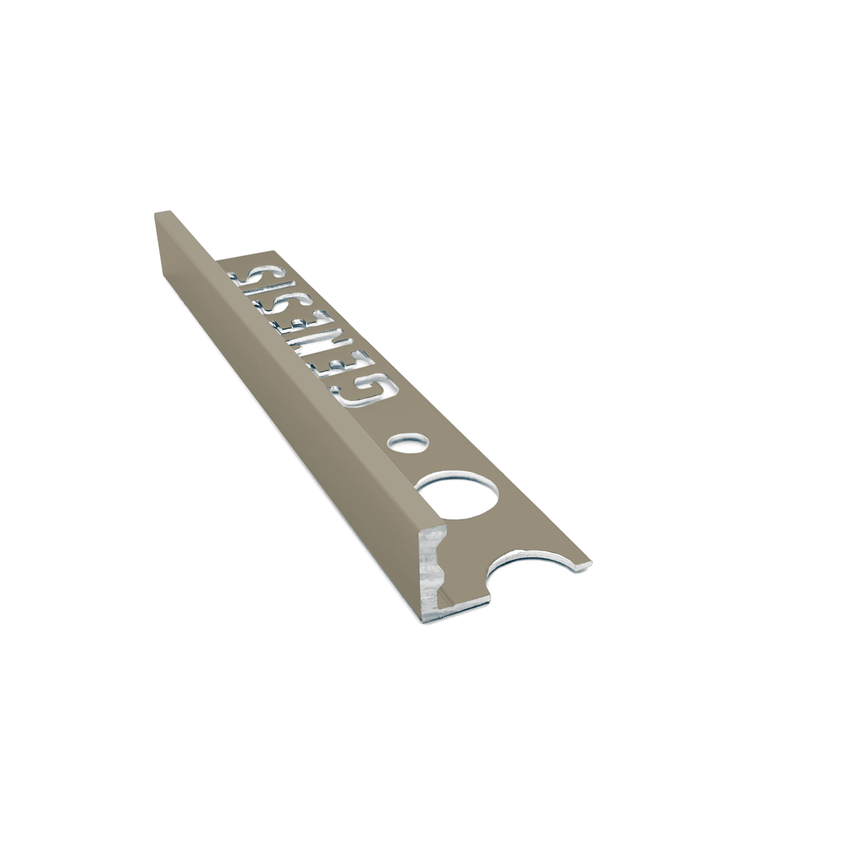 Genesis ESA aluminium straight edge tile trim in Pewter finish, 10mm depth, 2.5m length