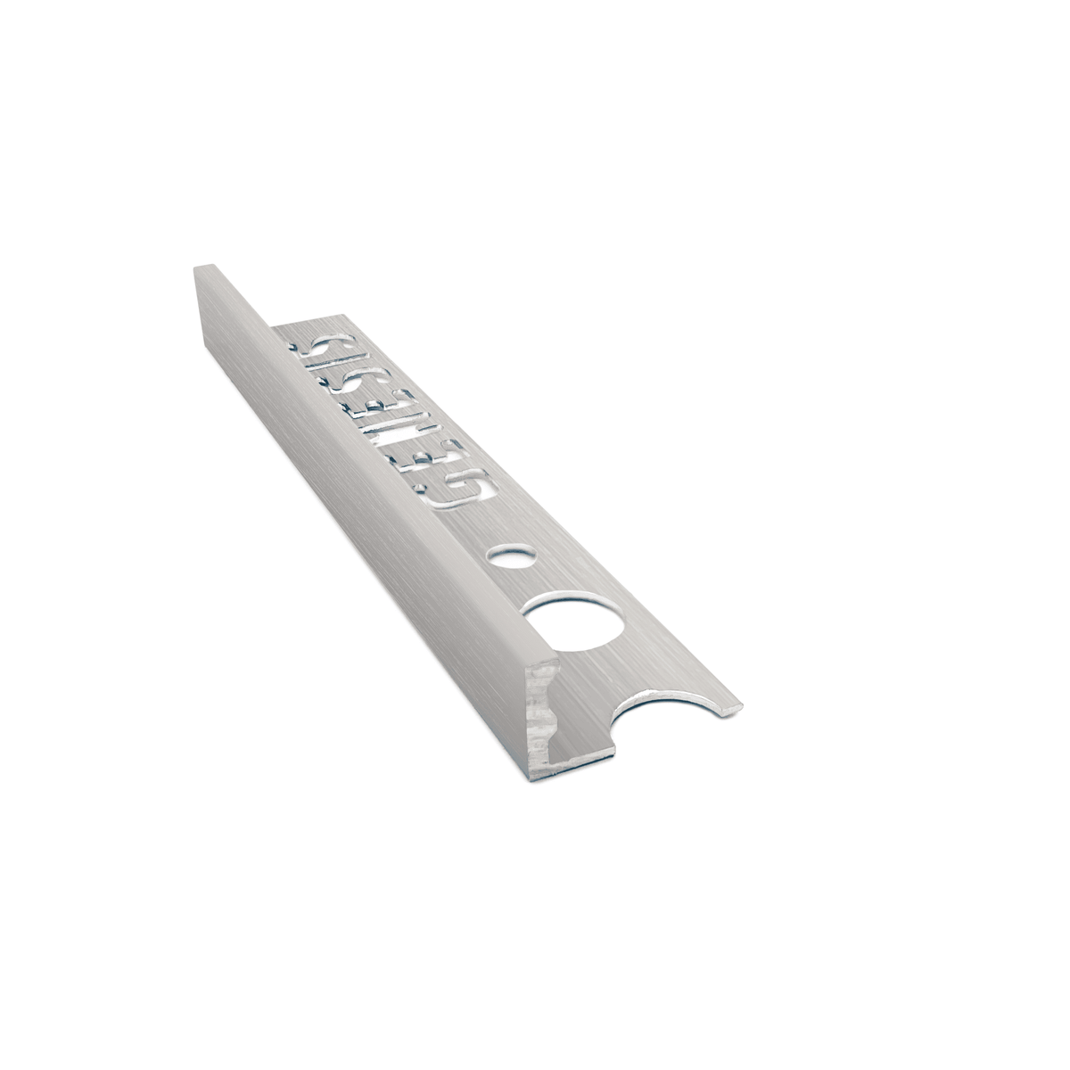 Genesis ESA aluminium straight edge tile trim in Nickel finish, 10mm depth, 2.5m length