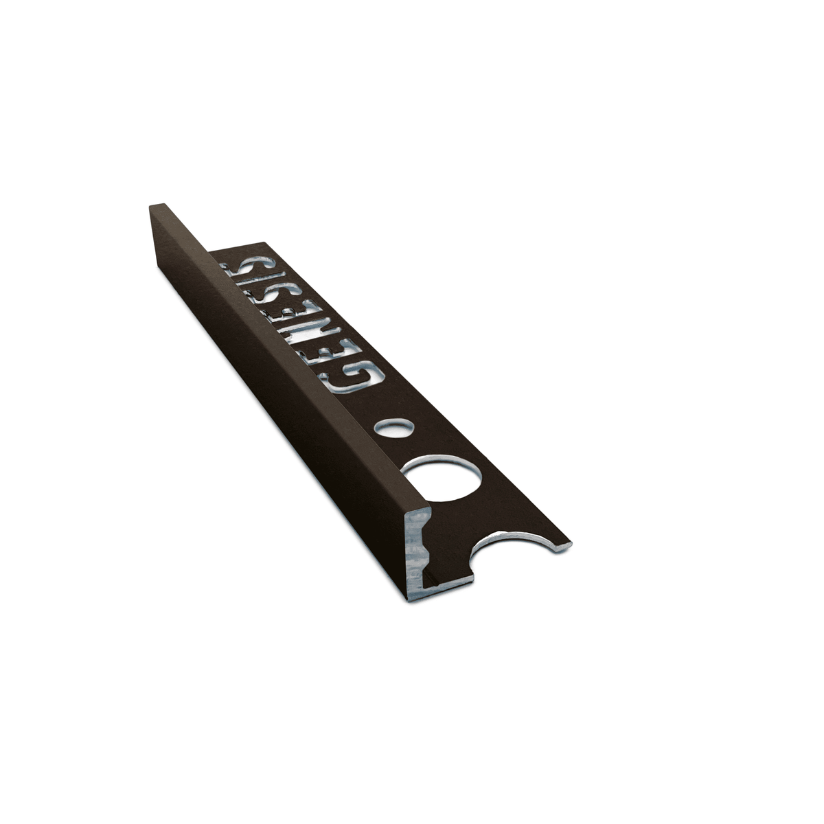 Genesis ESA aluminium straight edge tile trim in Bronze finish, 10mm depth, 2.5m length