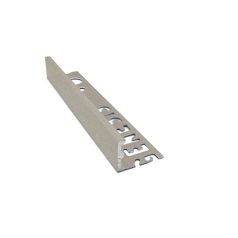 Genesis ESA aluminium straight edge tile trim in Champagne finish, 12mm depth, 2.5m length